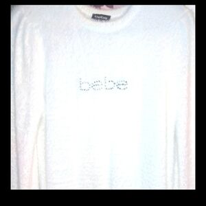 Fuzzy white bebe sweater